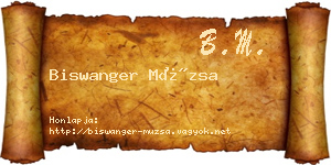 Biswanger Múzsa névjegykártya